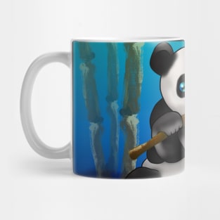 Adorably cute cartoon panda in a bamboo forest at night Mug